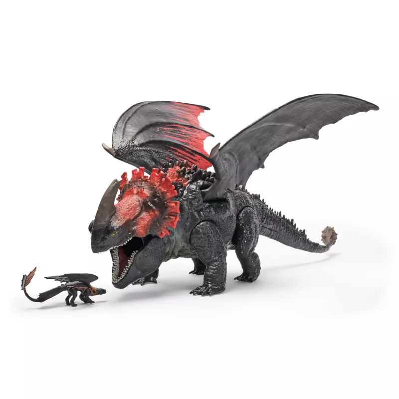 11-inch Toy Dragon Spin Master — World of Berk: Red Death Chomping Rampage with Exclusive Toothless Figurine, Ages 4+