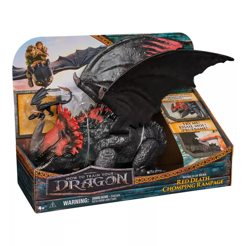 11-inch Toy Dragon Spin Master — World of Berk: Red Death Chomping Rampage with Exclusive Toothless Figurine, Ages 4+