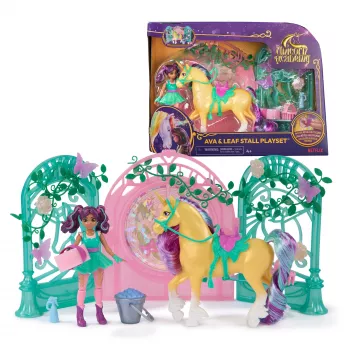 Unicorn Academy, Ava Doll & Color-Change Leaf Stall Playset, Easter Gifts Idea, Includes 15 Accessories, Dolls & Unicorn Toys for Girls Ages 4 and up