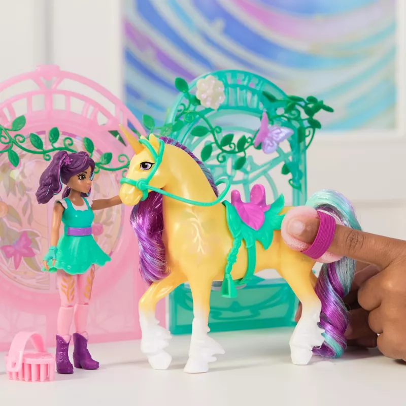 Unicorn Academy, Ava Doll & Color-Change Leaf Stall Playset, Easter Gifts Idea, Includes 15 Accessories, Dolls & Unicorn Toys for Girls Ages 4 and up