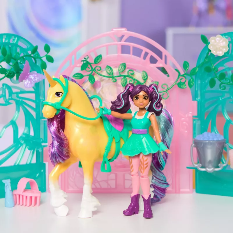 Unicorn Academy, Ava Doll & Color-Change Leaf Stall Playset, Easter Gifts Idea, Includes 15 Accessories, Dolls & Unicorn Toys for Girls Ages 4 and up