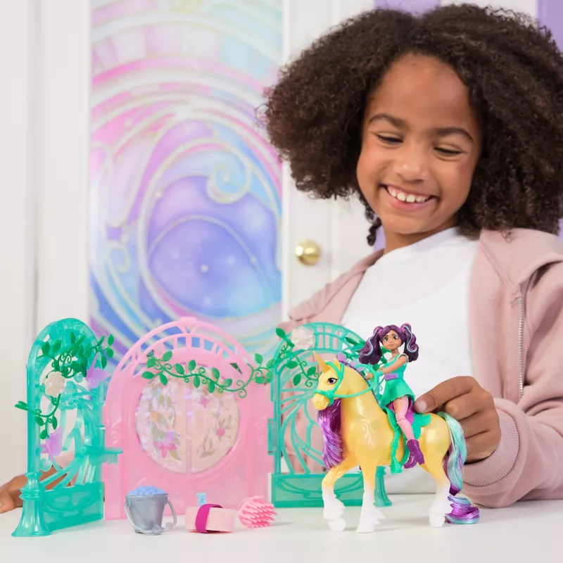 Unicorn Academy, Ava Doll & Color-Change Leaf Stall Playset, Easter Gifts Idea, Includes 15 Accessories, Dolls & Unicorn Toys for Girls Ages 4 and up
