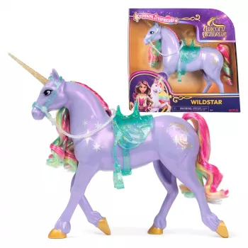Spin Master Unicorn Academy Wildstar unicorn figure 11 inch with translucent saddle and bridle, multicolour, plastic, for ages 4+