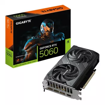 Graphics card GIGABYTE GeForce RTX 5060 8GB GDDR7, PCIe 5.0, 3840 CUDA, WINDFORCE 2X, 199×116×40 mm