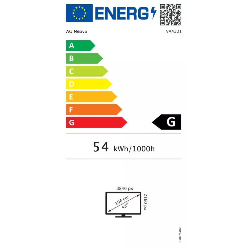 AG Neovo VA4301 Signage Display Digital signage flat panel 108 cm (42.5 inch) LED 350 cd/m² 4K Ultra HD Black