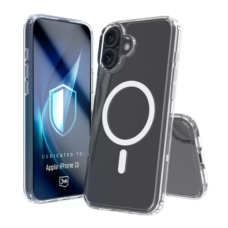 Cover mobile phone case 3MK Armor MagCase for iPhone 16, 6.1 inch (15.5 cm), transparent, PC+TPU