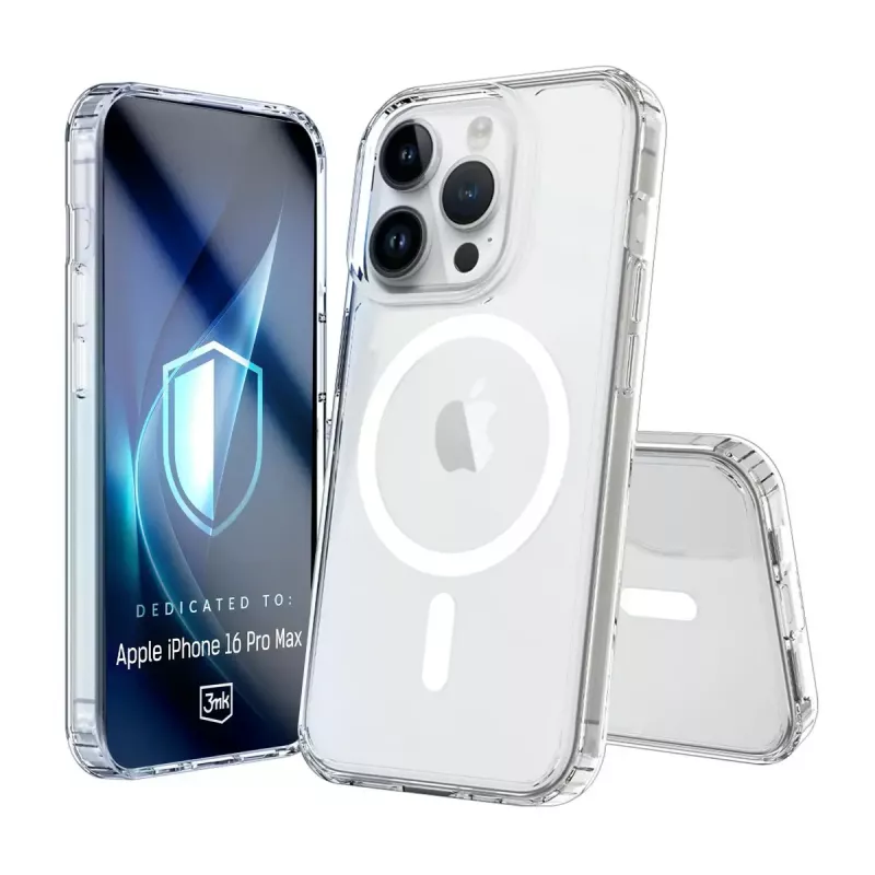 Phone case 3MK Armor MagCase Cover for iPhone 16 Pro Max, fits 17.5 cm (6.9 inch), transparent, PC+TPU
