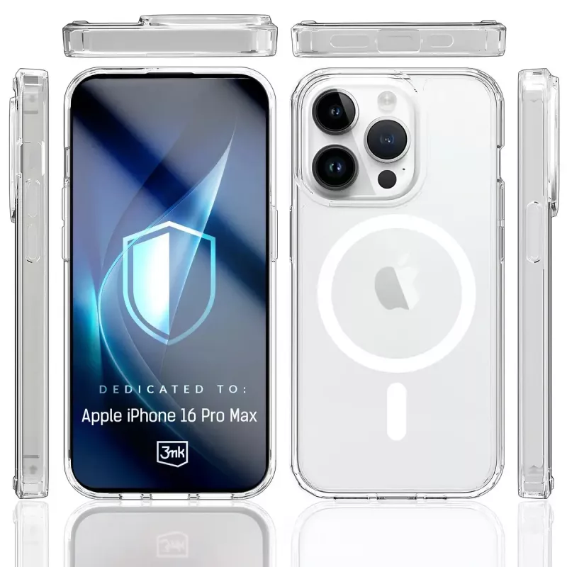 Phone case 3MK Armor MagCase Cover for iPhone 16 Pro Max, fits 17.5 cm (6.9 inch), transparent, PC+TPU