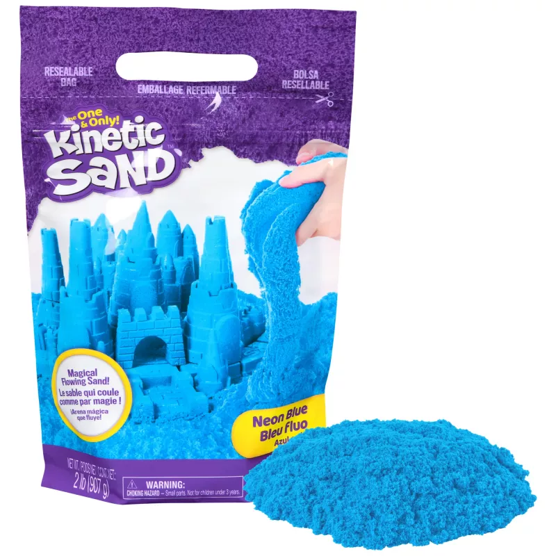 Kinetic Sand , 2lbs Blue Play Sand, Moldable Sensory Toys for Kids, Resealable Bag (Packaging May Vary), for Ages 3 and up