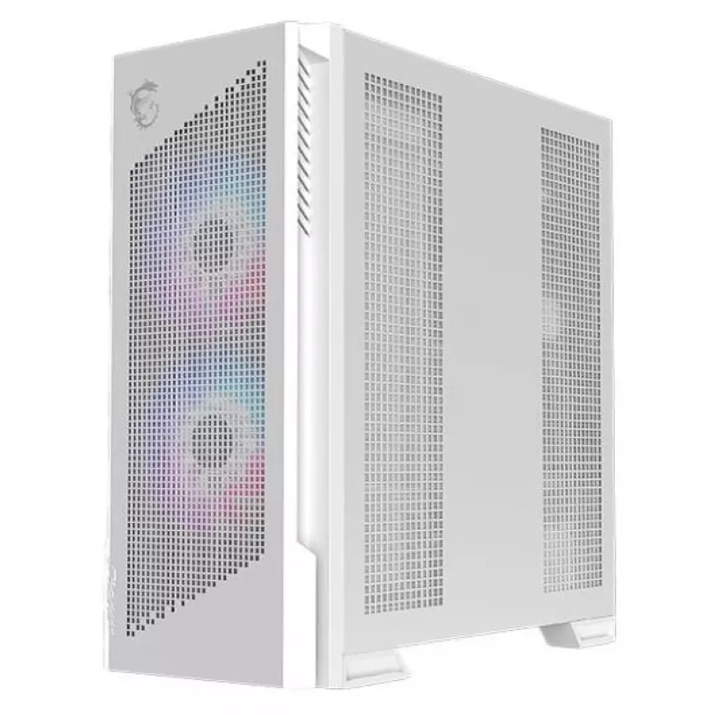 PC case MSI MPG VELOX 300R AIRFLOW PZ Midi Tower White — ATX/EATX/MicroATX/Mini-ITX, 1×3.5 inch, 4×2.5 inch, 2×USB 3.2 Gen1, side window