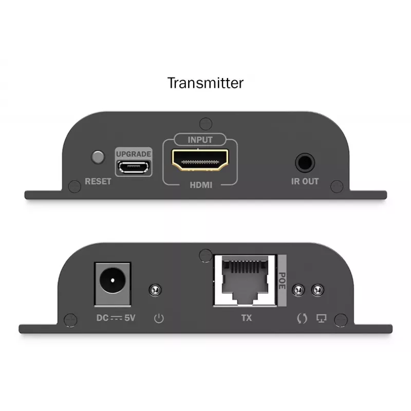 DIGITUS HDMI IP Extender Set - 4K/60Hz 120/200 m, PoE, One-to-Many, CAT, Black