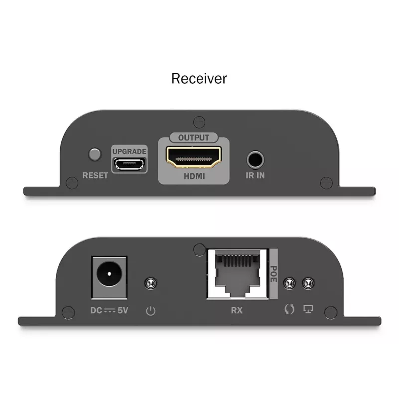 DIGITUS HDMI IP Extender Set - 4K/60Hz 120/200 m, PoE, One-to-Many, CAT, Black