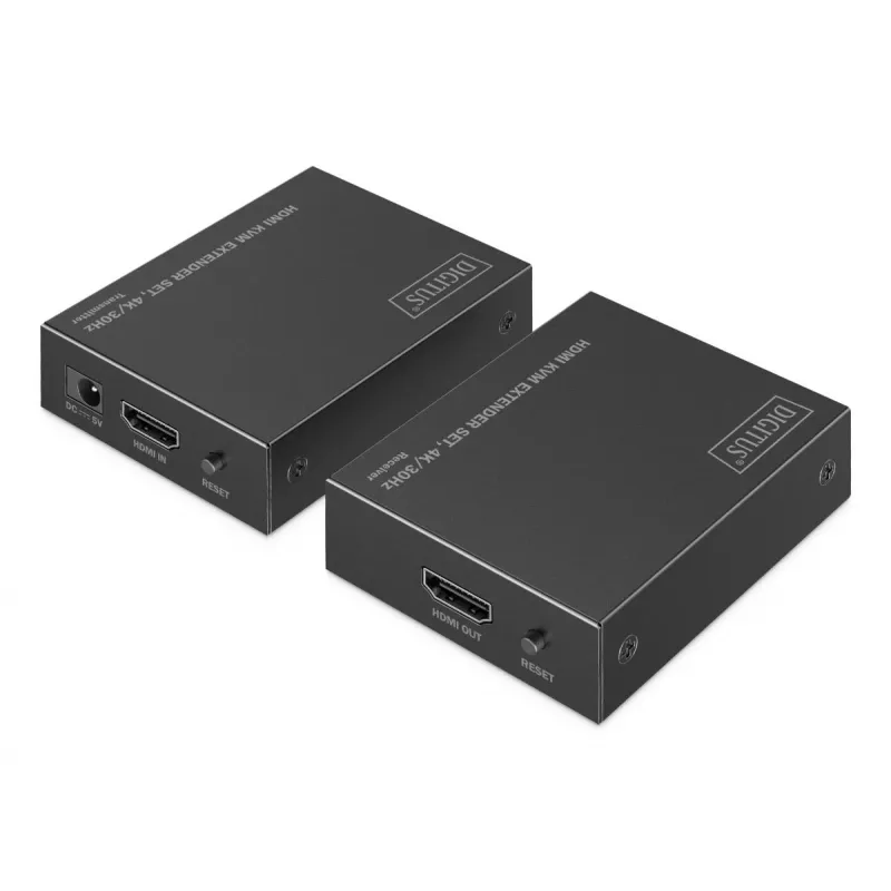 DIGITUS HDMI KVM Extender Set - 4K/30Hz 40/70m PoC CAT Black