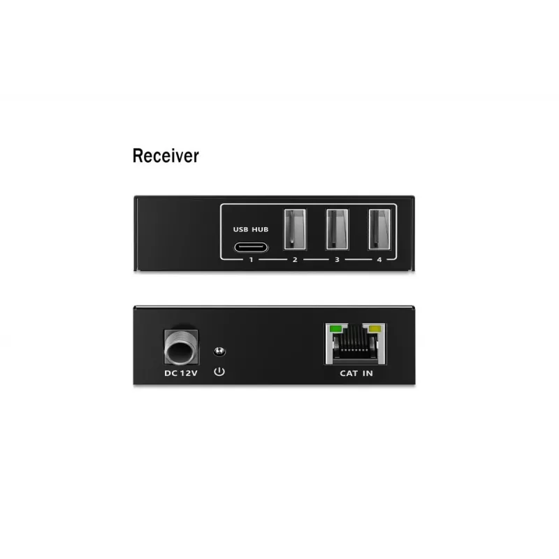 USB 3.2 Gen1 CAT Extender by DIGITUS DA-73121 — 5 Gbps, 4 ports (3× USB-A, 1× USB-C), 100 m, DC powered