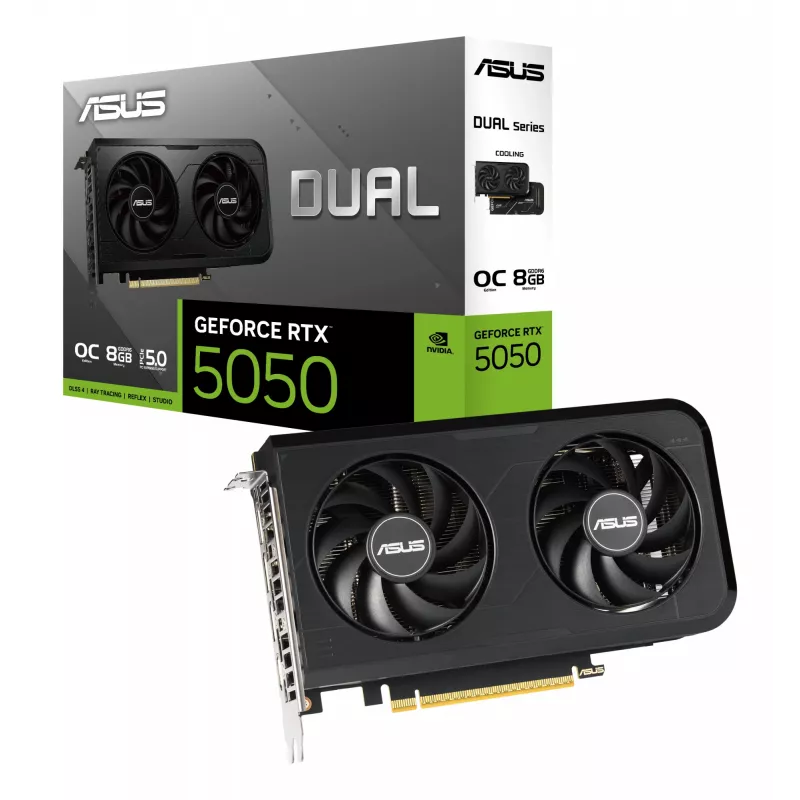 Graphics Card ASUS GeForce RTX 5050, 8 GB GDDR6, PCIe 5.0, 2560 CUDA cores, 128-bit memory bus