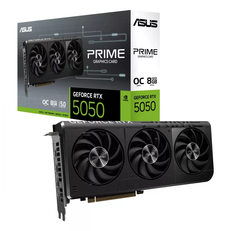 Graphics card ASUS GeForce RTX 5050 8 GB GDDR6, PCIe 5.0, 2560 CUDA cores, 128-bit, 3xDP 1xHDMI, 550W PSU, 268.3×120×50 mm