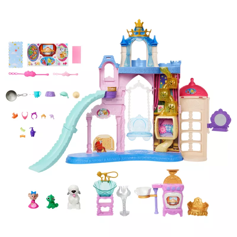 Disney Princess Pet Palace Playset with 7 Play Areas, 3 Animal Friends & 20+ Furniture & Accy