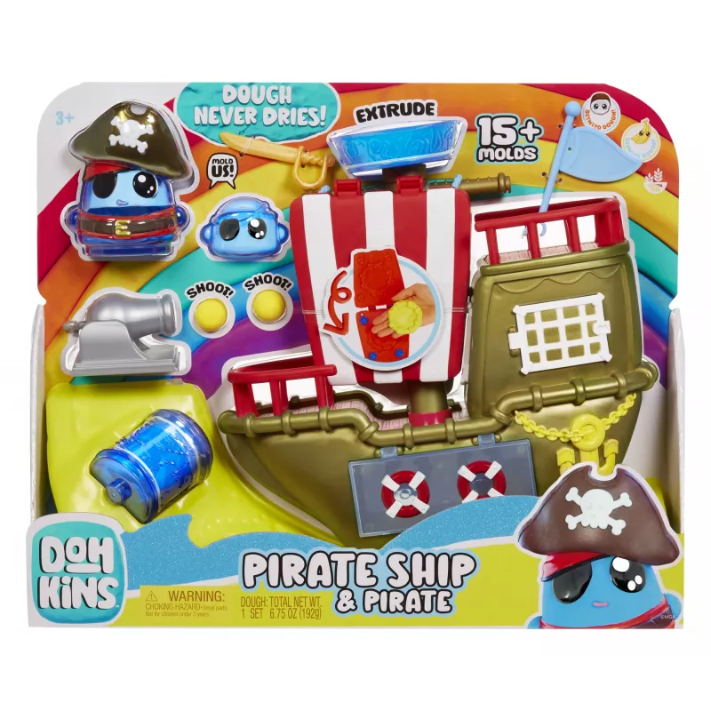 MGA DohKins Pirate Ship Playset, modelling clay set, 2 colours, 3+ years