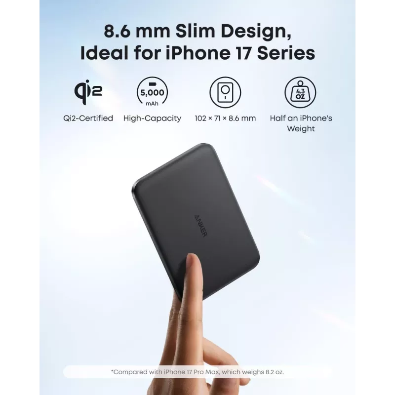 ANKER Nano Magnetic Wireless Power Bank 5000mah 15w Black