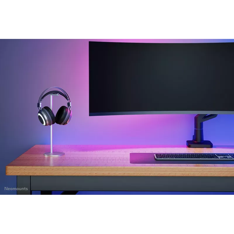 Headphone stand Neomounts ADS11-170SL — aluminum desktop holder for over-ear and on-ear headphones