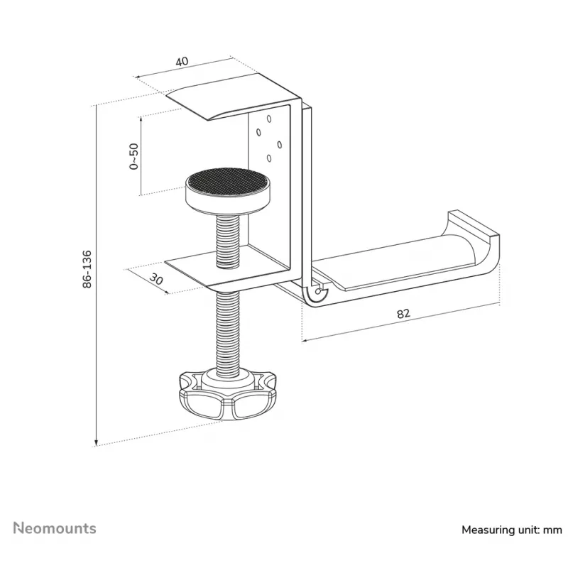 Neomounts ADS11-171SL Headset holder - universal, Hook, Aluminium, 150 g, Silver