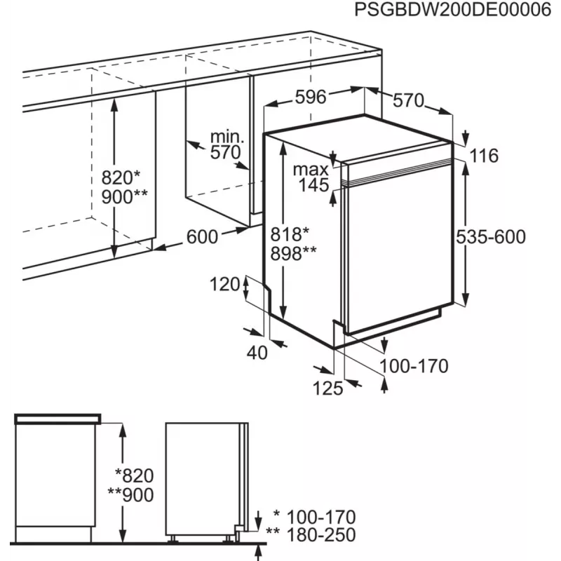 Semi built-in dishwasher Electrolux EES47300IX, 13 place settings, 60 cm, 8 programs, AirDry, 46 dB