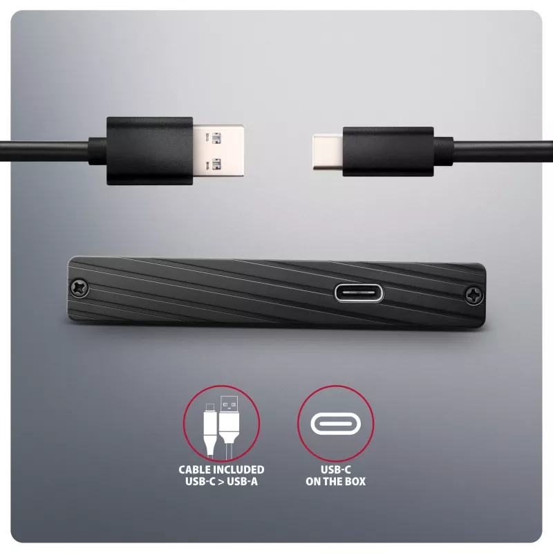 Axagon EE25-XA6C Compact aluminum USB-C 5Gbps – SATA 6G external box for 2.5 inch SSD/HDD