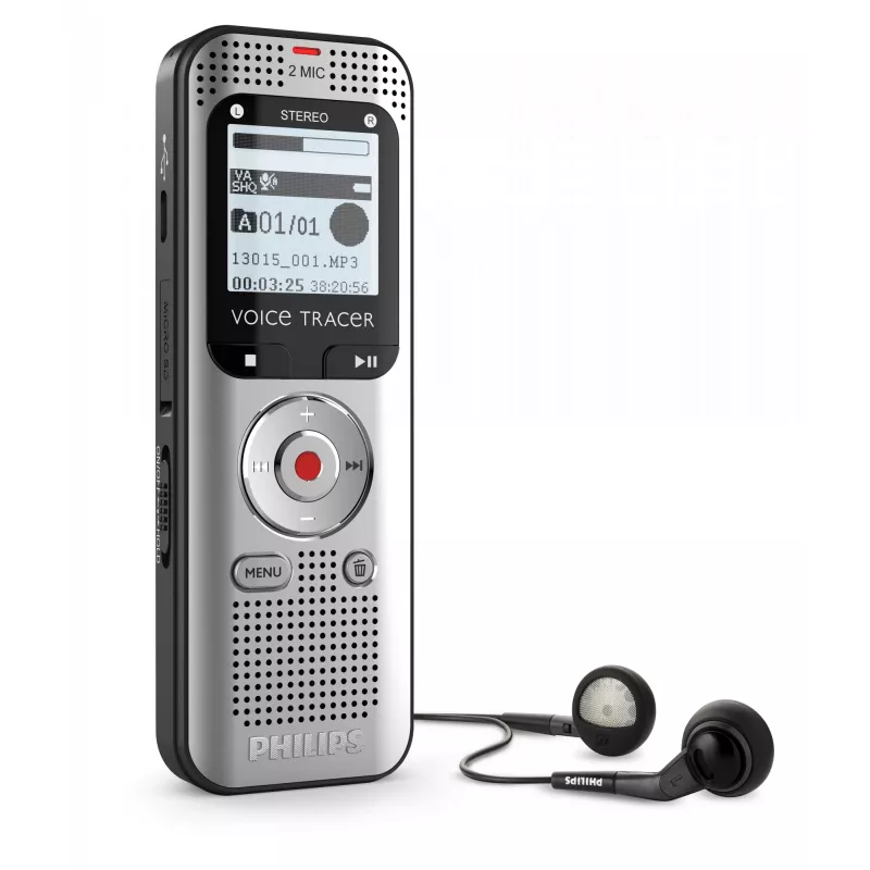 Dictaphone Philips Voice Tracer DVT2015 Internal memory Flash card Silver 2370 h recording time