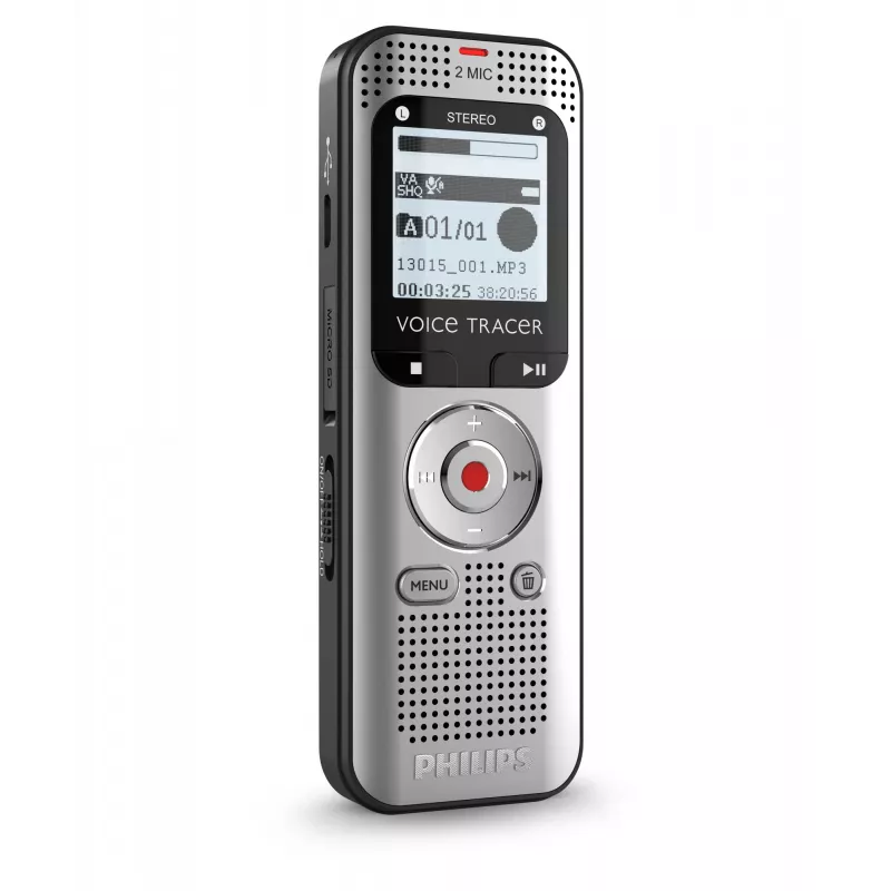 Dictaphone Philips Voice Tracer DVT2015 Internal memory Flash card Silver 2370 h recording time