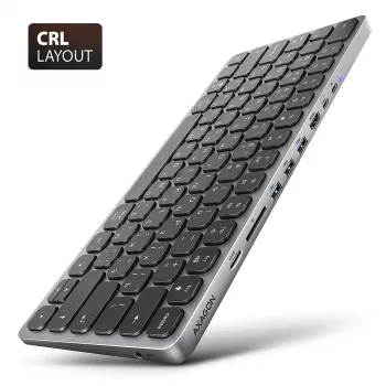 Axagon HMC-KB-CRL, USB 5Gbps hub w. keyboard, HDMI 4K/60Hz, 3x USB-A, SD/mSD, audio, PD100, Cyrillic layout