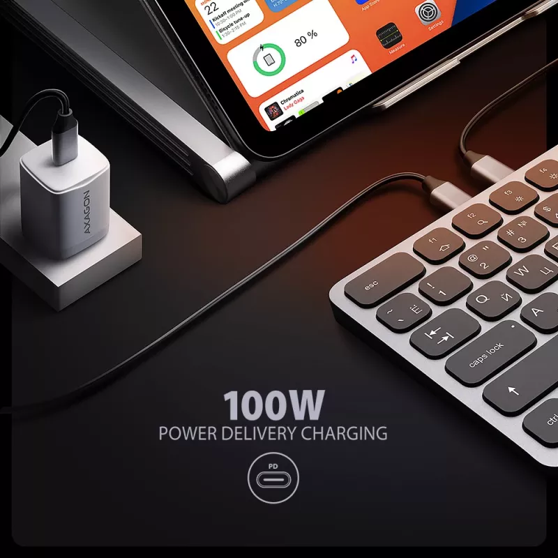 Axagon HMC-KB-CRL, USB 5Gbps hub w. keyboard, HDMI 4K/60Hz, 3x USB-A, SD/mSD, audio, PD100, Cyrillic layout