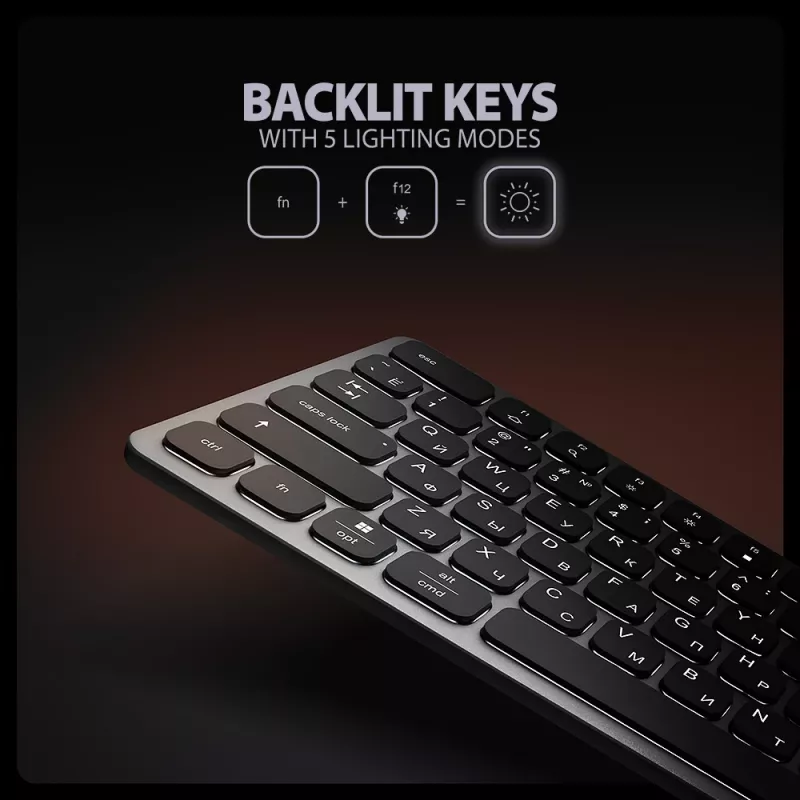 Axagon HMC-KB-CRL, USB 5Gbps hub w. keyboard, HDMI 4K/60Hz, 3x USB-A, SD/mSD, audio, PD100, Cyrillic layout