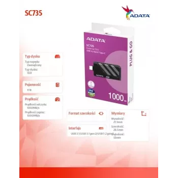 SSD Disk ADATA 1TB External 2.5 inch U3.2C SC735