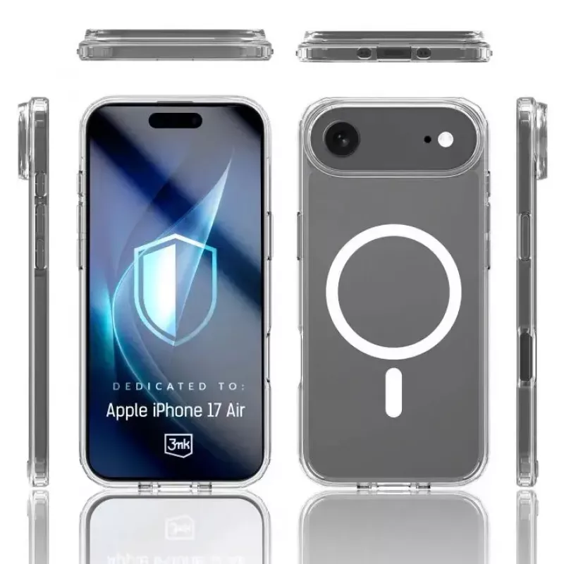 Phone cover 3MK for Apple iPhone 17 Air — transparent TPU/PU case, fits 6.5 inch (16.5 cm) screen