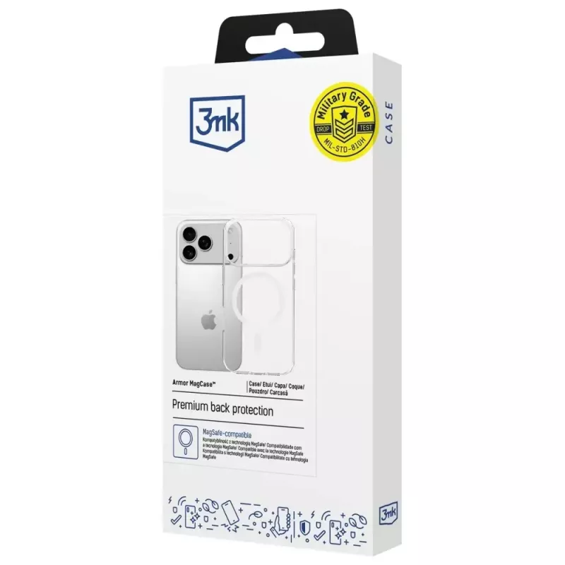 Protective case 3MK Armor MagCase for Apple iPhone 17 Pro, magnetic attachment, transparent/smoke finish
