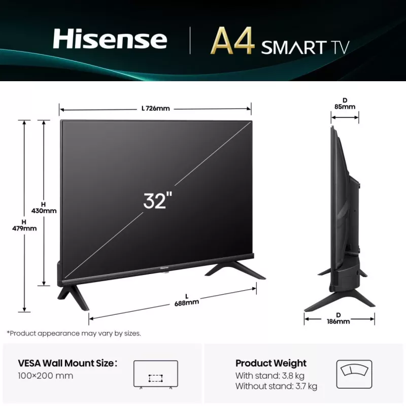 Hisense 32A4Q 81.3 cm (32 inch) HD Smart TV Wi-Fi Black
