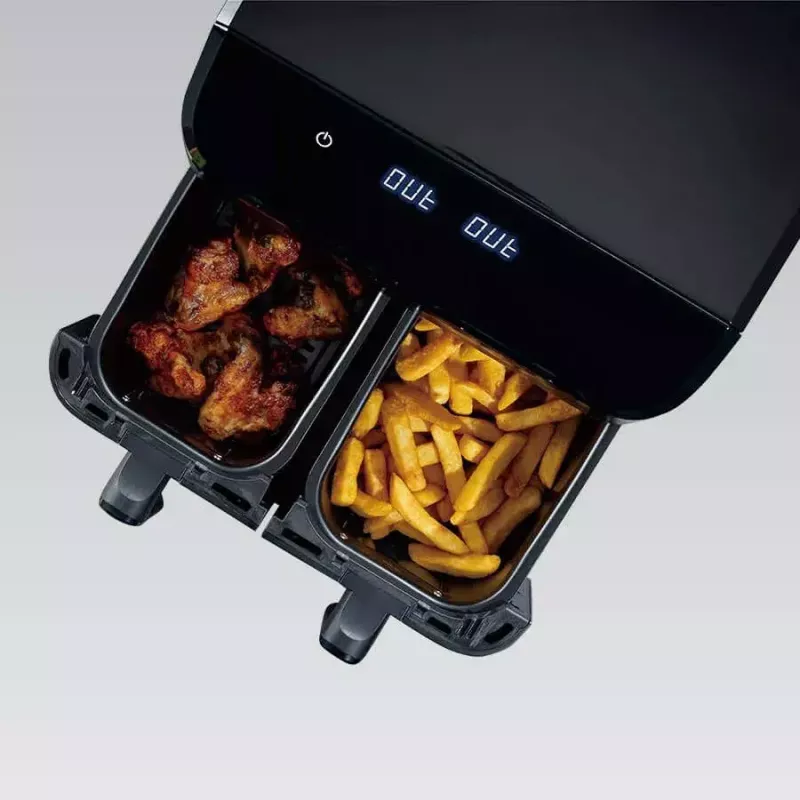 Maestro MR-758 dual-basket air fryer, 2 x 4.5 L (9 L), 2000 W, 80–200°C, 8 programs, black