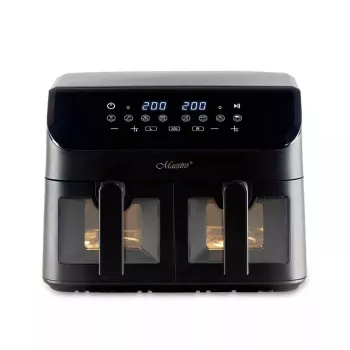 Hot air fryer Maestro MR-758, dual-basket 2×4.5 L capacity, 1400–1800W, adjustable 80–200°C, 8 programs, 30 min timer