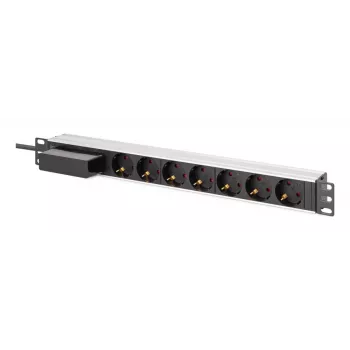 DIGITUS PDU - 1U Aluminium rackmount 7x safety outlet 16A 4000W 250VAC 50/60Hz 1x circuit breaker