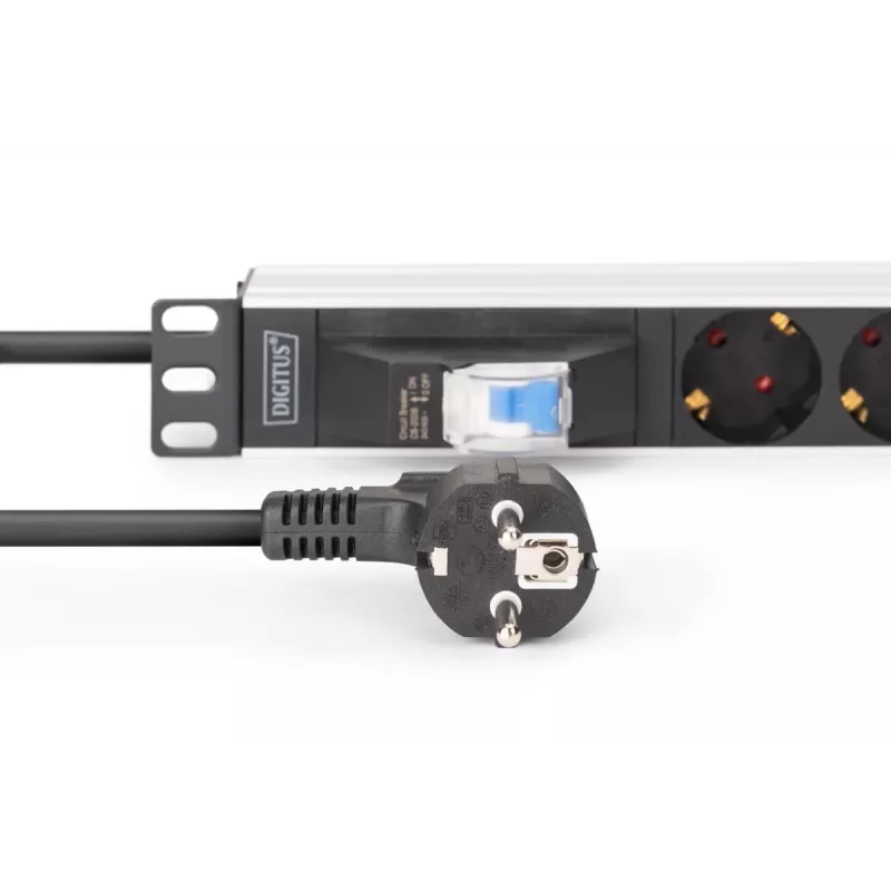 DIGITUS PDU - 1U Aluminium rackmount 7x safety outlet 16A 4000W 250VAC 50/60Hz 1x circuit breaker