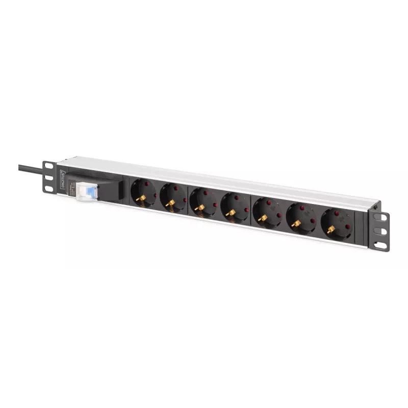 DIGITUS PDU - 1U Aluminium rackmount 7x safety outlet 16A 4000W 250VAC 50/60Hz 1x circuit breaker