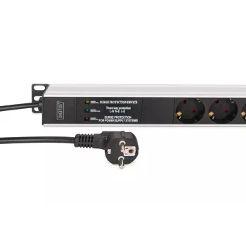 DIGITUS PDU - Aluminium Rackmountable frequency filter 2m 16A 3600W 230VAC 50/60Hz 7x safety 2x outlet