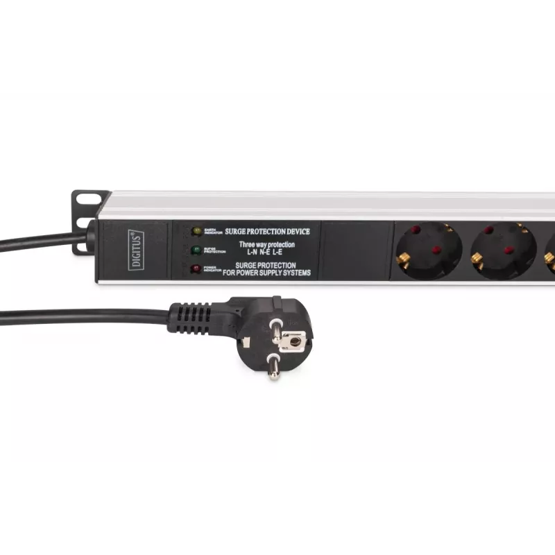 DIGITUS PDU - Aluminium Rackmountable frequency filter 2m 16A 3600W 230VAC 50/60Hz 7x safety 2x outlet