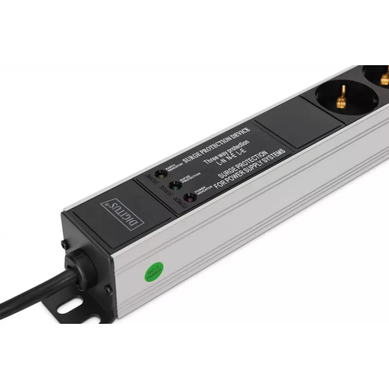DIGITUS PDU - Aluminium Rackmountable frequency filter 2m 16A 3600W 230VAC 50/60Hz 7x safety 2x outlet