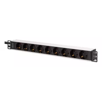 DIGITUS PDU - 1U aluminum rackmount 8x Safety outlet 1x outlet 16A 230VAC 50/60Hz IEC C20 plug