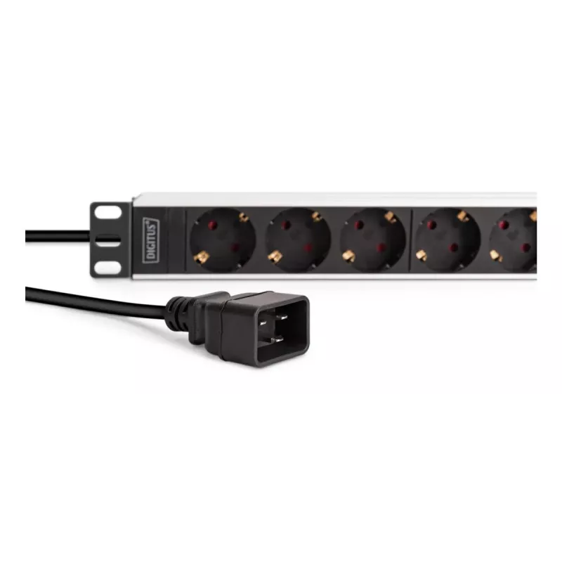 DIGITUS PDU - 1U aluminum rackmount 8x Safety outlet 1x outlet 16A 230VAC 50/60Hz IEC C20 plug