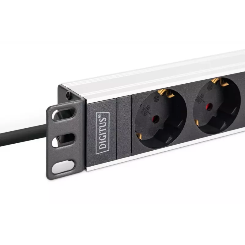 DIGITUS PDU - 1U aluminum rackmount 8x Safety outlet 1x outlet 16A 230VAC 50/60Hz IEC C20 plug
