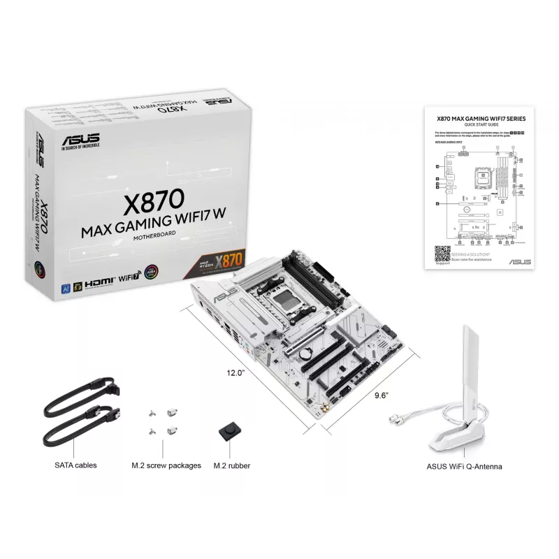 Motherboard ASUS X870 MAX GAMING WIFI7 W ATX — AMD X870, Socket AM5, DDR5, 4 DIMM, Wi‑Fi 7, 2.5Gb LAN