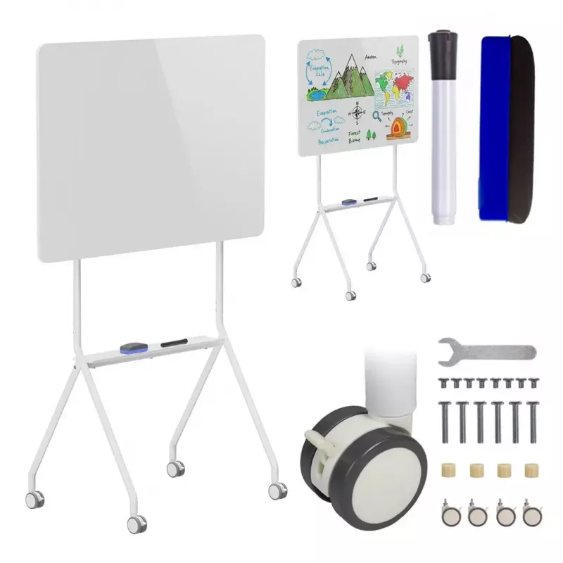 Whiteboard ergo office ER-306 — dry-erase single-sided horizontal board, 1190×790 mm, freestanding steel with castor wheels, magnetic