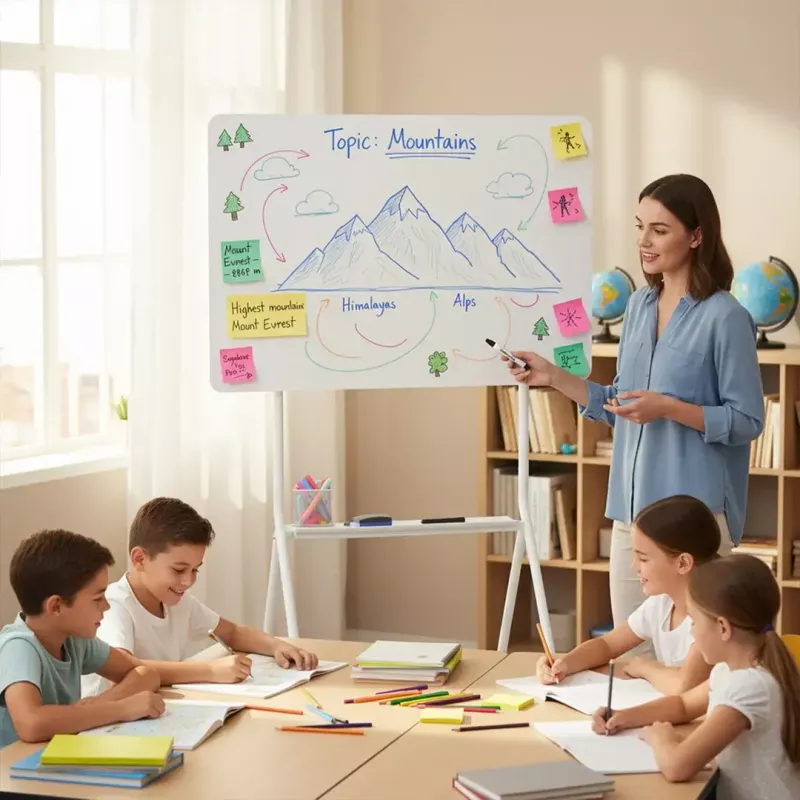 Whiteboard ergo office ER-306 — dry-erase single-sided horizontal board, 1190×790 mm, freestanding steel with castor wheels, magnetic